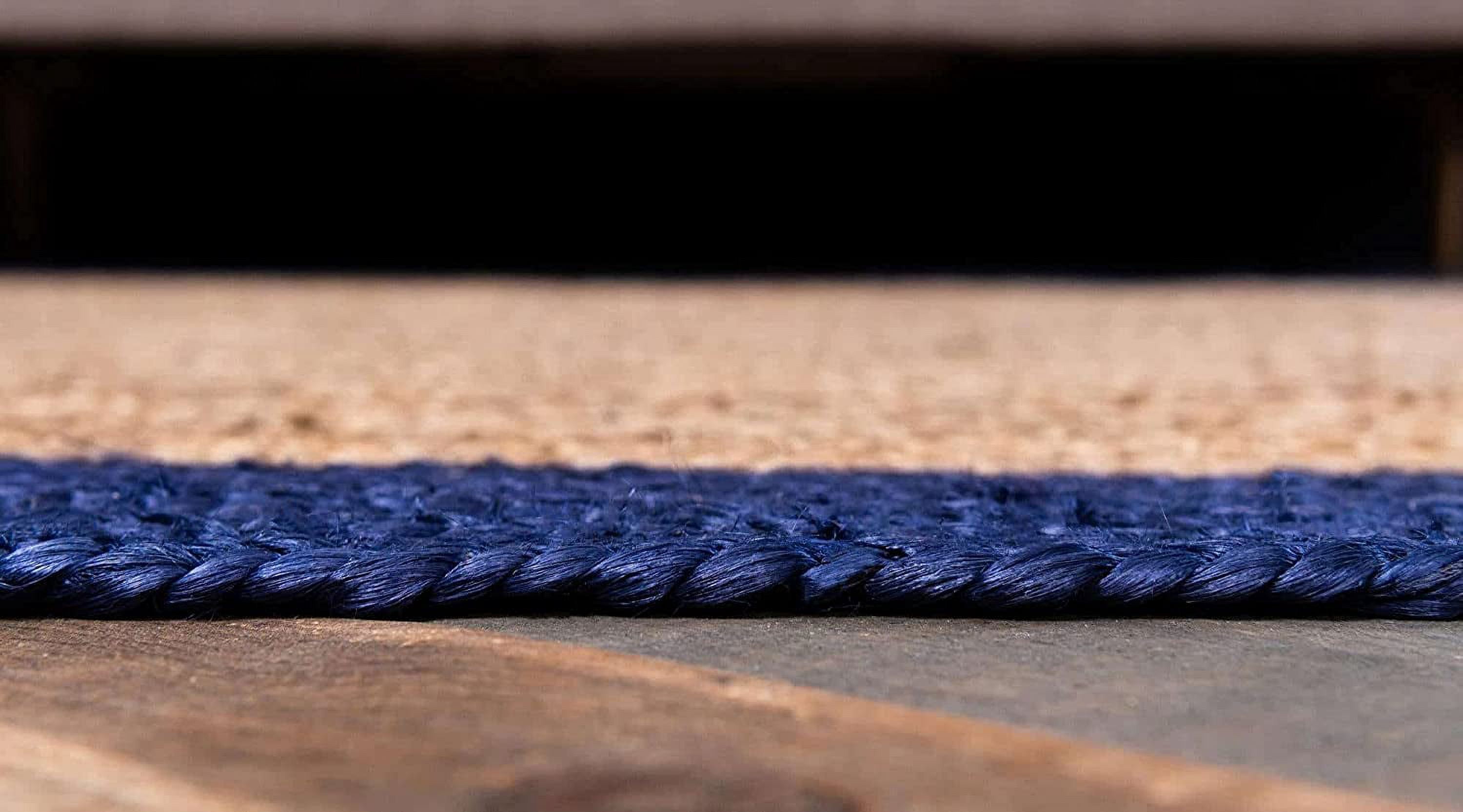 Agro Richer Edge Blue Dye Natural Jute Beige Area Rugs for Living, Carpet for Kitchen outdoor & Indoor (3x8" Feet)