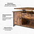 thumbnail image 4 of Mesa De Centro De Madera Rustica Elevable 2 Cajones Y Puerta, 4 of 6