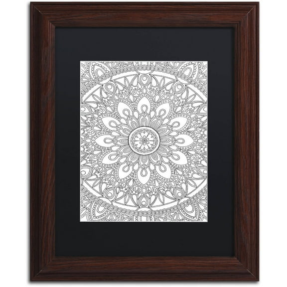Trademark Fine Art "Delightful Mandala" Canvas Art by Hello Angel, Black Matte, Wood Frame