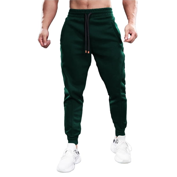 Pantalones deportivos de algodón Joggers Fioboc para hombre, color verde oscuro, XL