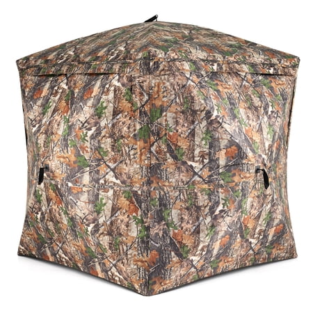 270° See Through Hunting Blind Tent with Magnetic Door Portable Ground Hunting Shelter