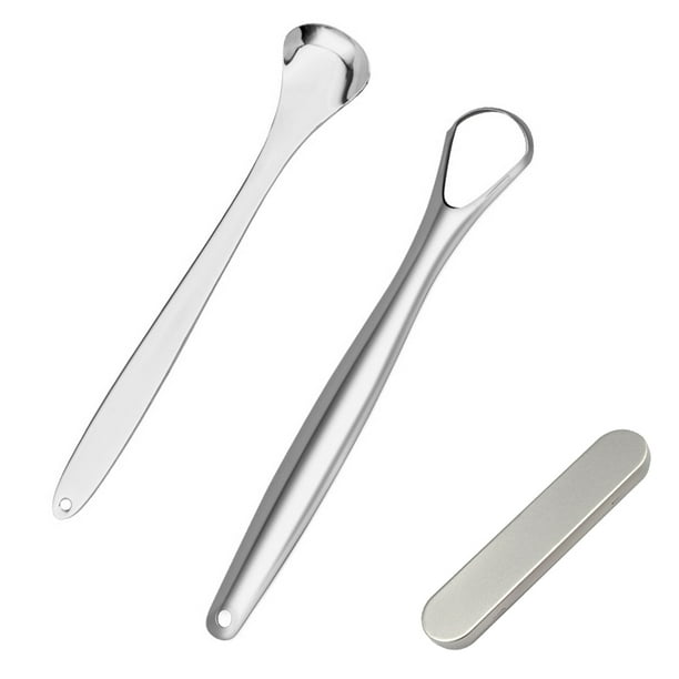 Paquete de 2 raspadores de lengua de acero inoxidable quirúrgico, útiles para adultos y niños. Reducen el mal aliento y mejoran la higiene bucal.