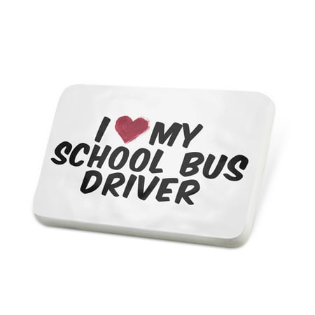 Porcelein Pin I heart love my School Bus Driver Lapel Badge – NEONBLOND