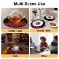 thumbnail image 2 of Red Black Floral Round 13 Inch Placemats Set of 8, Modern Minimalist Gradient Flowers HeatResistant Non Slip Place Mats for Dining Table, Wipeable Braided Kitchen Table Mats for Housewarming, 2 of 9