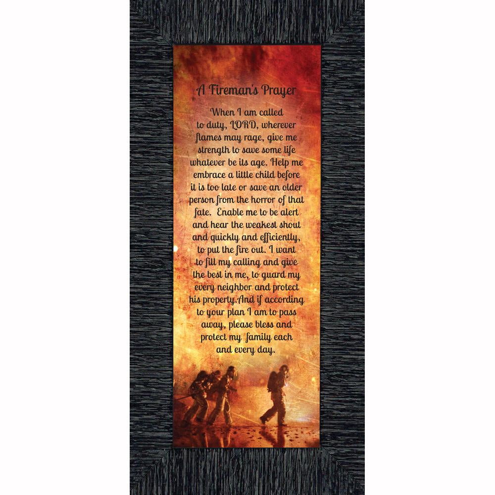 Firefighter Gifts for Men and Women, Fire Academy Graduation Gift, Fire Fighter Gifts or Firehouse Decor, A Fireman's Prayer Framed Wall Art for Home or Fire Station, 7361B