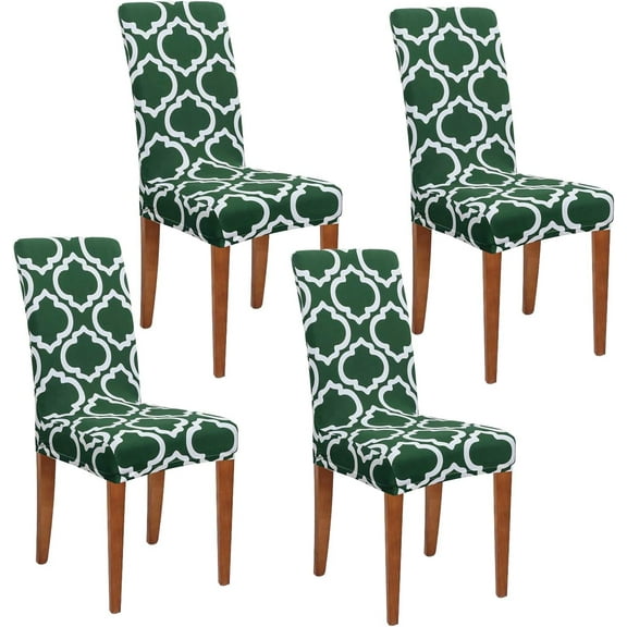 Stretch Spandex Dining Room Chair Covers – Set of 4 Universal Removable Washable Chair Seat Slipcovers Protector for Kitchen, Ceremony, Wedding, Banquet, Hotel and Party