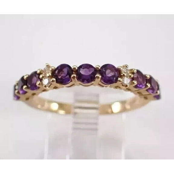 2.20Ct Round Cut Simulated Amethyst Women's Wedding Band Ring 14K Yellow Gold Plated