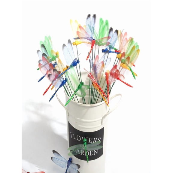 24pcs Simulated Dragonflies, Rod On Dragonflies For Outdoors Dragonflies Garden Decor, Large plastic simulation Dragonflies, Suitable for Home and Festival Decor