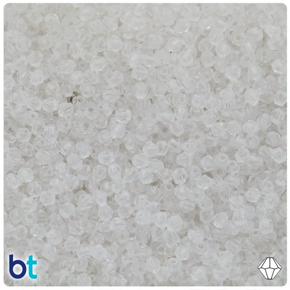 BeadTin Clear Transparent 4mm Faceted Bicone Plastic Beads (1200pcs)