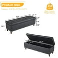 thumbnail image 5 of Storage Ottoman Bench, Bedside Stool Footstool with Safety Hinge and Copper Nails, PU Leather Button Tufted End of Bed Stool for Living Room, Entryway, Hallway, Porch, 51" Black, 5 of 5