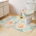 thumbnail image 2 of Coastal Turquoise Bath Mat 3 Piece Bathroom Rug Set, Ocean Coral Starfish Shell Modern Sea Non Slip Bath Rug Contour Mat and Toilet Lid Cover, Absorbent Shower Mats Soft Bath Rugs and Mats Sets, 2 of 8