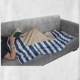 thumbnail image 6 of Harbour Stripe Soft Flannel Fleece Throw Blanket, Maritime Anchor over Pastel Nautical Lines Ocean Design, Cozy Plush for Indoor and Outdoor Use, 70" x 90", Violet Blue Peach White, by Ambesonne, 6 of 6