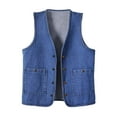 thumbnail image 2 of Zedker Womens Vest Sleeveless Denim V Neck Vintage Button Down Soft Cowboy Fall Outdoor Outwear Dark Blue Plus L, 2 of 4