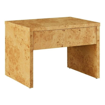 Pemberly Row Contemporary 1-Drawer Burl Wood Laminated Nightstand