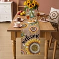 thumbnail image 2 of Welcome Table Runner 70 Inches, Summer Sunflowers Bohemia Floral Rustic Brown Wood Bed Runner Dresser Scarves Tabletop for Indoor Outdoor Parties/Ceremony/Banquet, 13" x 70", 2 of 9