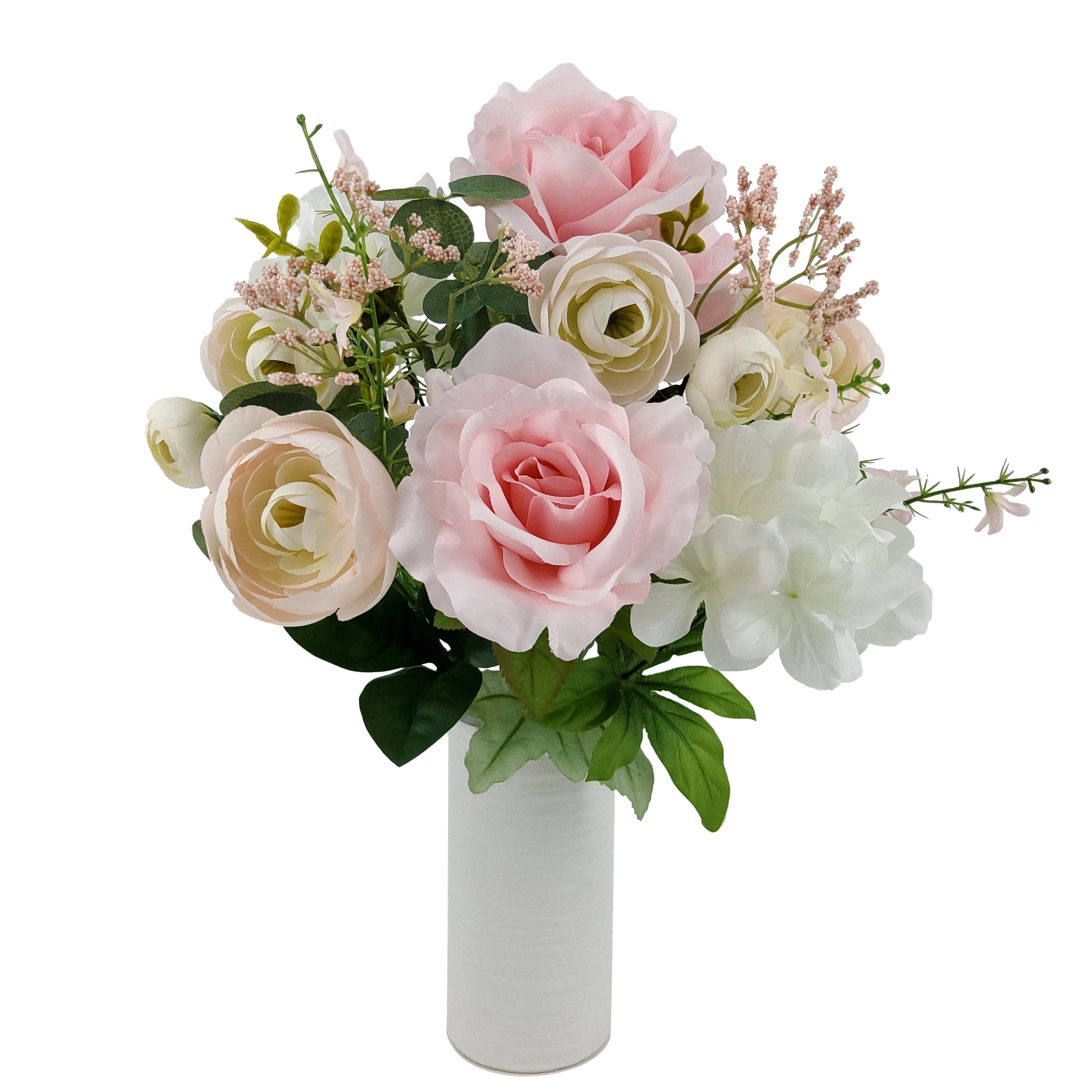 Mainstays 19.5 inch Artificial Rose Hydrangea Bouquet, Color Pink