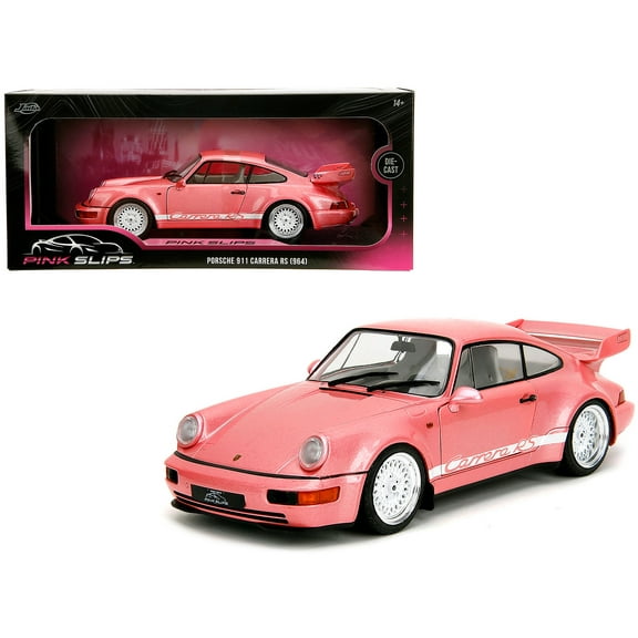 Porsche 911 Carrera RS (964) Pink Metallic with White Stripes "Pink Slips" Series 1/18 Diecast Model Car by Jada
