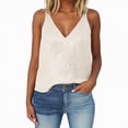 thumbnail image 6 of mgoYE Womens Tank Tops Casual Fashion V Neck Strappy Sequin Sparkle Shimmer Camisole Sleeveless Tanks Tops(Beige,XL), 6 of 7