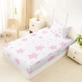 thumbnail image 2 of Manfei Modern Stars Fitted Sheet Queen,Kawaii Polka Dot Bedding,Light Pink,3-Piece, 2 of 4