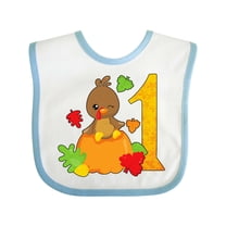 Inktastic First Birthday Turkey on Pumpkin Boys or Girls Baby Bib