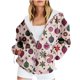 thumbnail image 1 of Puntoco Chaqueta Con Capucha Y Manga Larga Con Cremallera Y Estampado Navideño Informal Para Mujer, 1 of 6