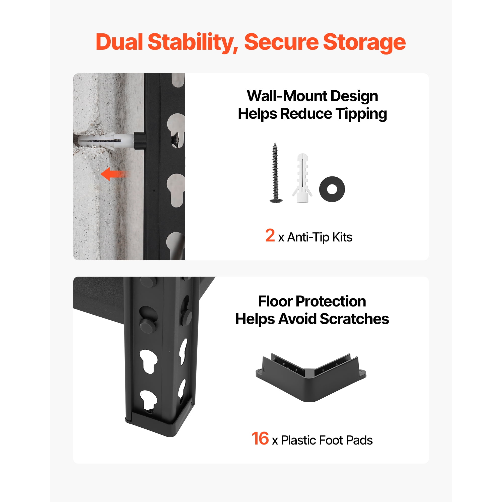 KFFKFF 5-Tier Adjustable Storage Shelves, 2000 lbs Capacity, Durable Metal Utility Rack for Garage, Warehouse, Basement, or Kitchen, Dimensions: 48.35" W x 18.07" D x 71.38" H