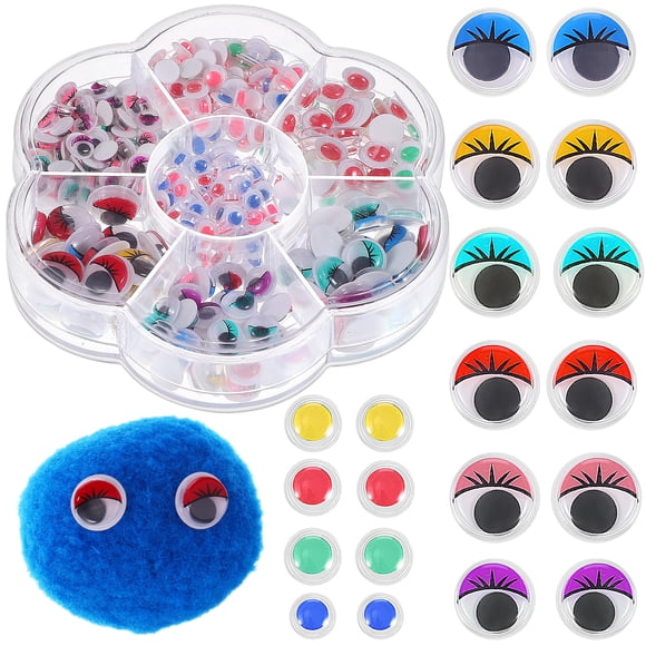 Wiggle Eyes 600Pcs Easy Peel Adhesive Craft Eyes for Dolls and Scrapbooking