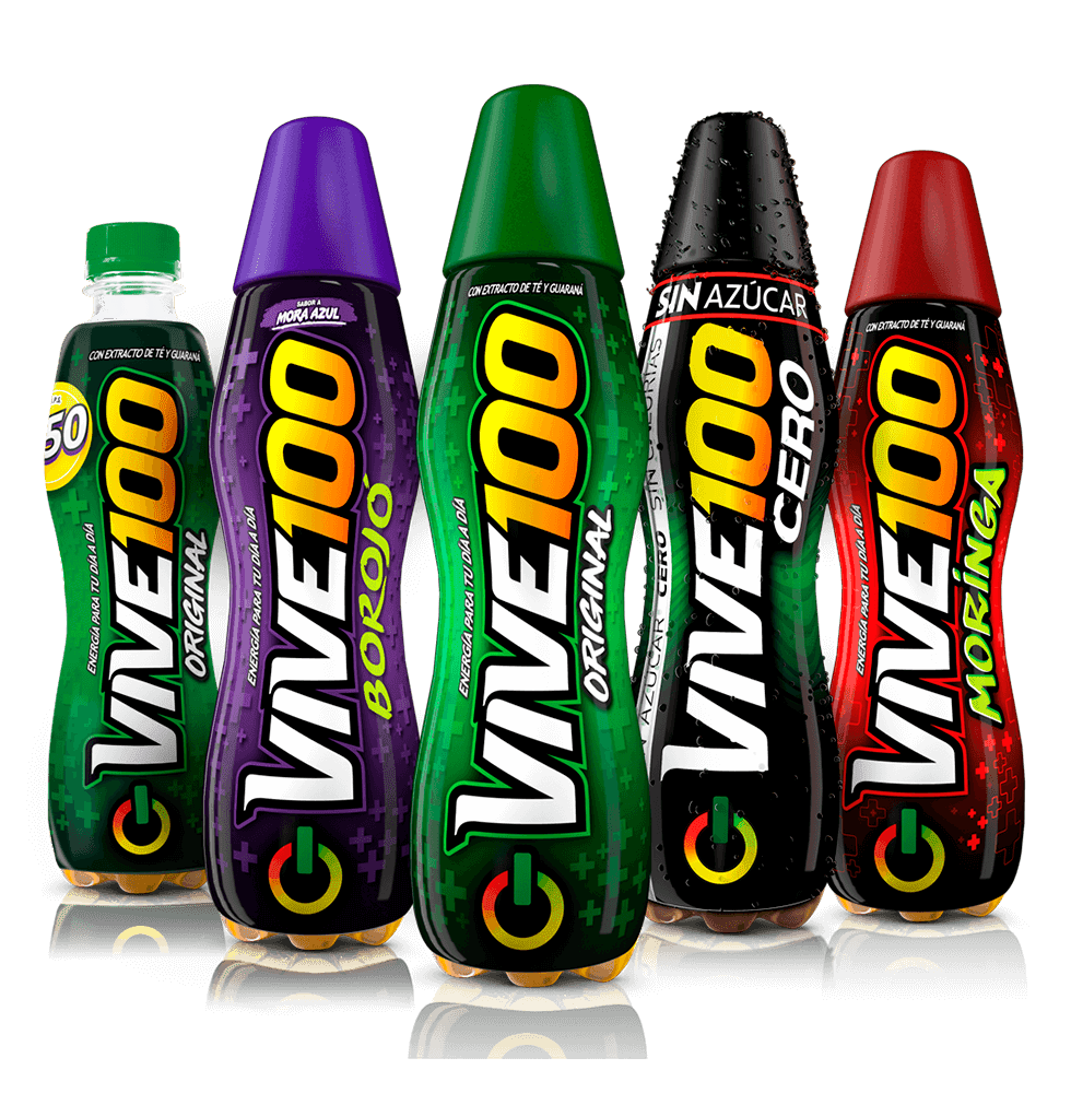 VIVE 100 Original Energy Drink 380ml (Pack of 2) – Guaraná & Tea Extract – Refreshing Colombian Energy Boost