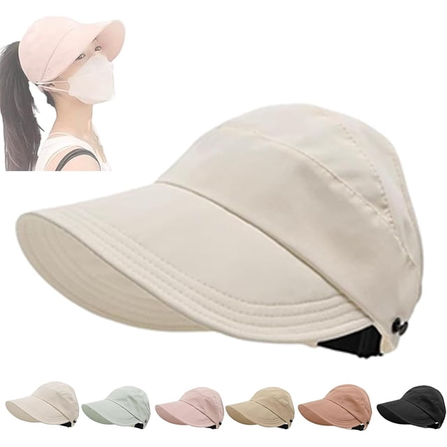 Chapeau de Soleil Extérieur à Dessus Ajouré avec Protection UV, Visière d'Été Respirante à Grand Bord pour Femmes avec Dessus Ajouré