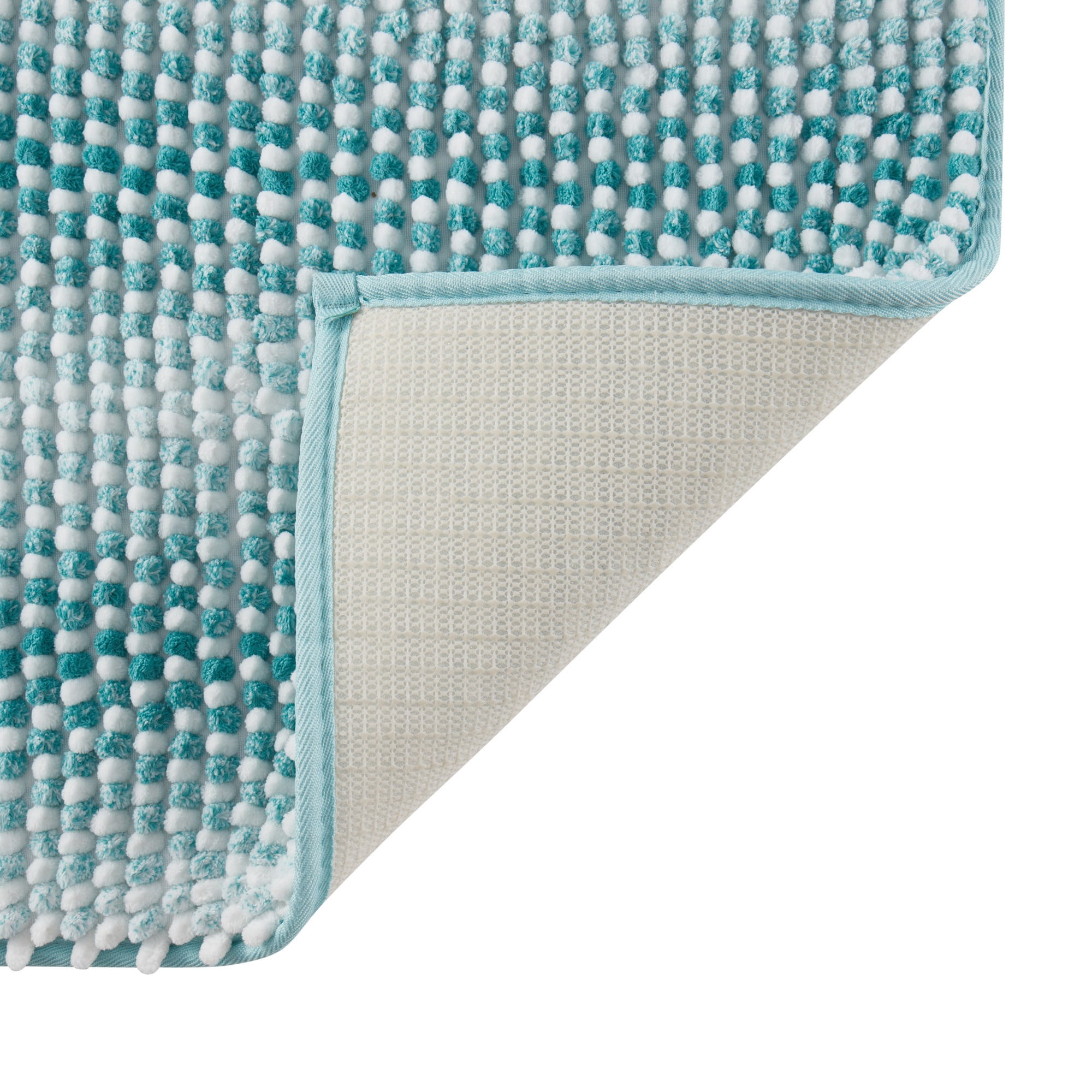 VCNY Home Memory Foam Noodle Teal Heathered Stripe Polyester Bath Rug, 20" x 30"