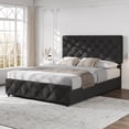 thumbnail image 1 of BeesClover Bed Frame with Storage Drawers and Adjustable Headboard, Linen Upholstered Platform Beds, Diamond Stitched Button Tufted, No Box Spring Needed, 1 of 7