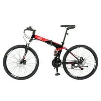 GoDecor 26" Folding Mountain Bike, for Men and Women Exercise Fitness, 21-Speed, Black&Red