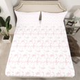 thumbnail image 2 of Manfei Cute Bowknot Twin Sheet Sets,Ribbon Bow Twin Fitted Sheet,Pink White Flat Sheet For Girls,Breathable Room Decor,3 Pieces, 2 of 7