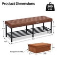 thumbnail image 2 of BRILHAMEZ 55"Wide Upholstered Bench Bed End Bench with Storage Box Iron Frame Shoe Bench for Bedroom Living Room Entryway,Light Brown, 2 of 6