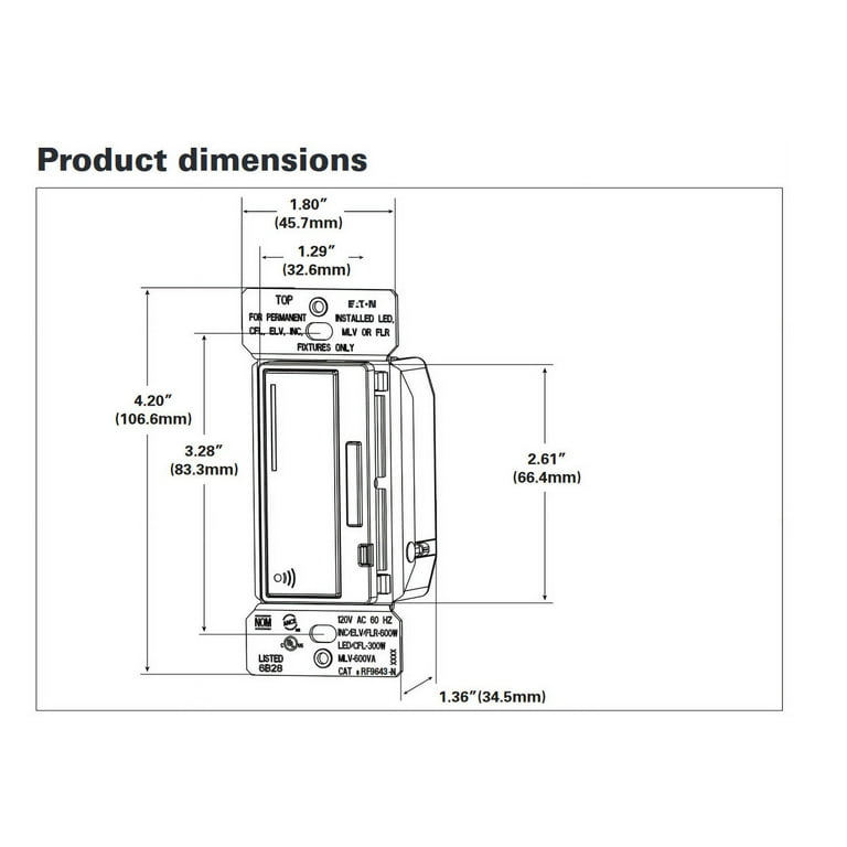 case of 4) EATON RF9640-NDW Z-Wave Plus Universal Dimmer, White