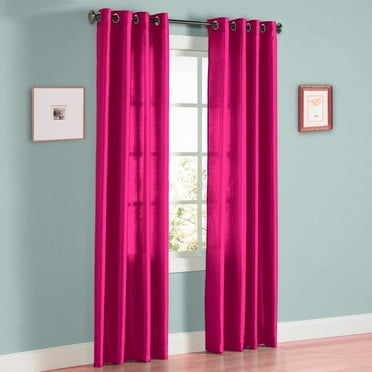 1 PANEL Nancy SOLID HOT PINK SEMI SHEER WINDOW FAUX SILK ANTIQUE BRONZE GROMMETS CURTAIN DRAPES 55 WIDE X 95" LENGTH
