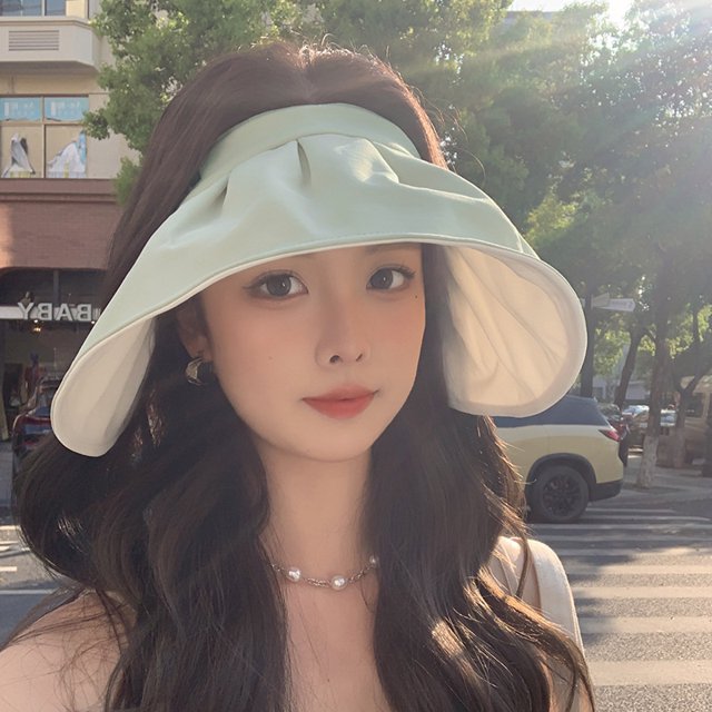 LinYooLi Sunshade Hat For Women, UV Protection, Summer Cycling, Sun Protection, Thin Brimmed Hat, Face Covering, Hollow Top Shell Hat