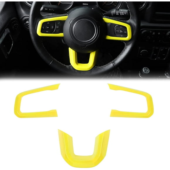 TRAHOO-JL JT Steering Wheel Covers Panel Decoration Interior Accessories for 2018-2021 Jeep Wrangler JL, for 2020-2021 Jeep Gladiator JT-Yellow\u2026