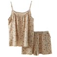 thumbnail image 2 of Pajamas for Women Set Womens Cotton Pajama Set Printed Set Spaghetti Strap Top and Shorts Loungewear, 2 of 5