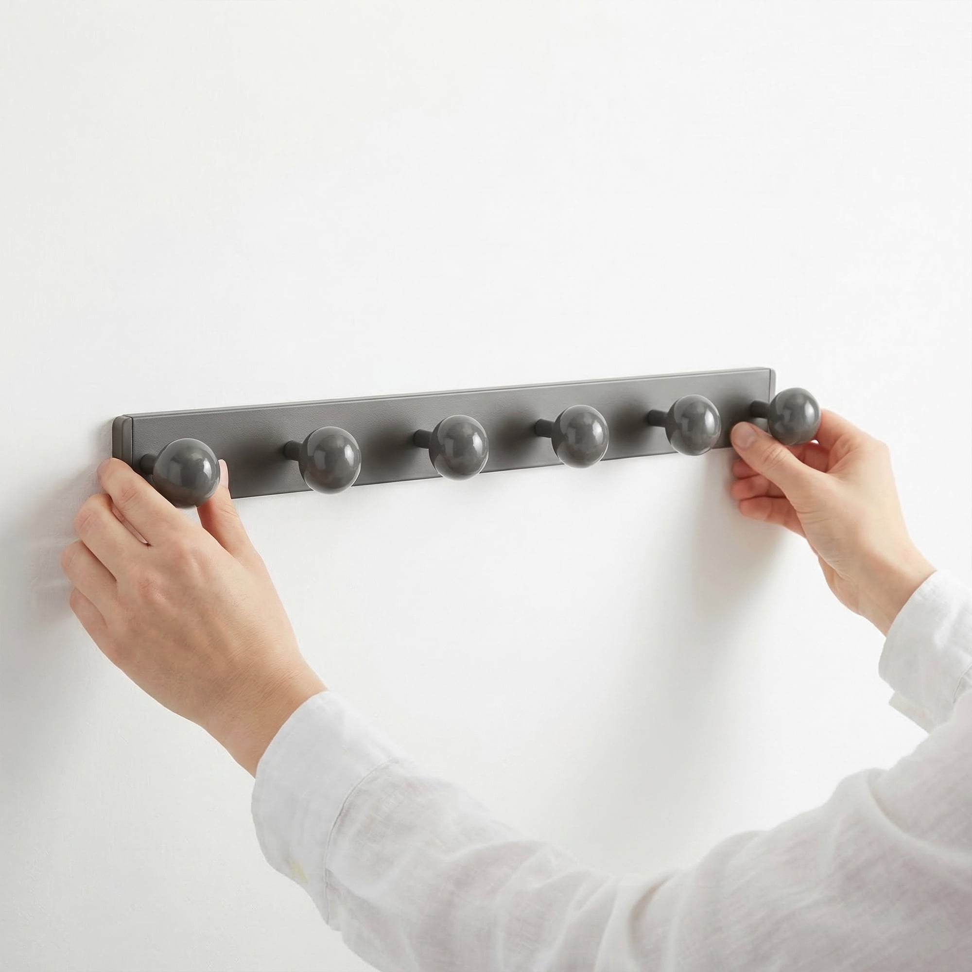 Unique Bargains Coat Rack Wall Mount Aluminum Wood Hook for Entryway Gray 18.9"x1.6"