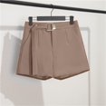 thumbnail image 2 of Women's Suit Shorts - 2025 High Waist A-Line Wide Leg Style, Khaki Suit Shorts Women's Black Summer Thin Style 2025 New Loose High Waisted A Line Casual Wide Leg Trousers, 2 of 8