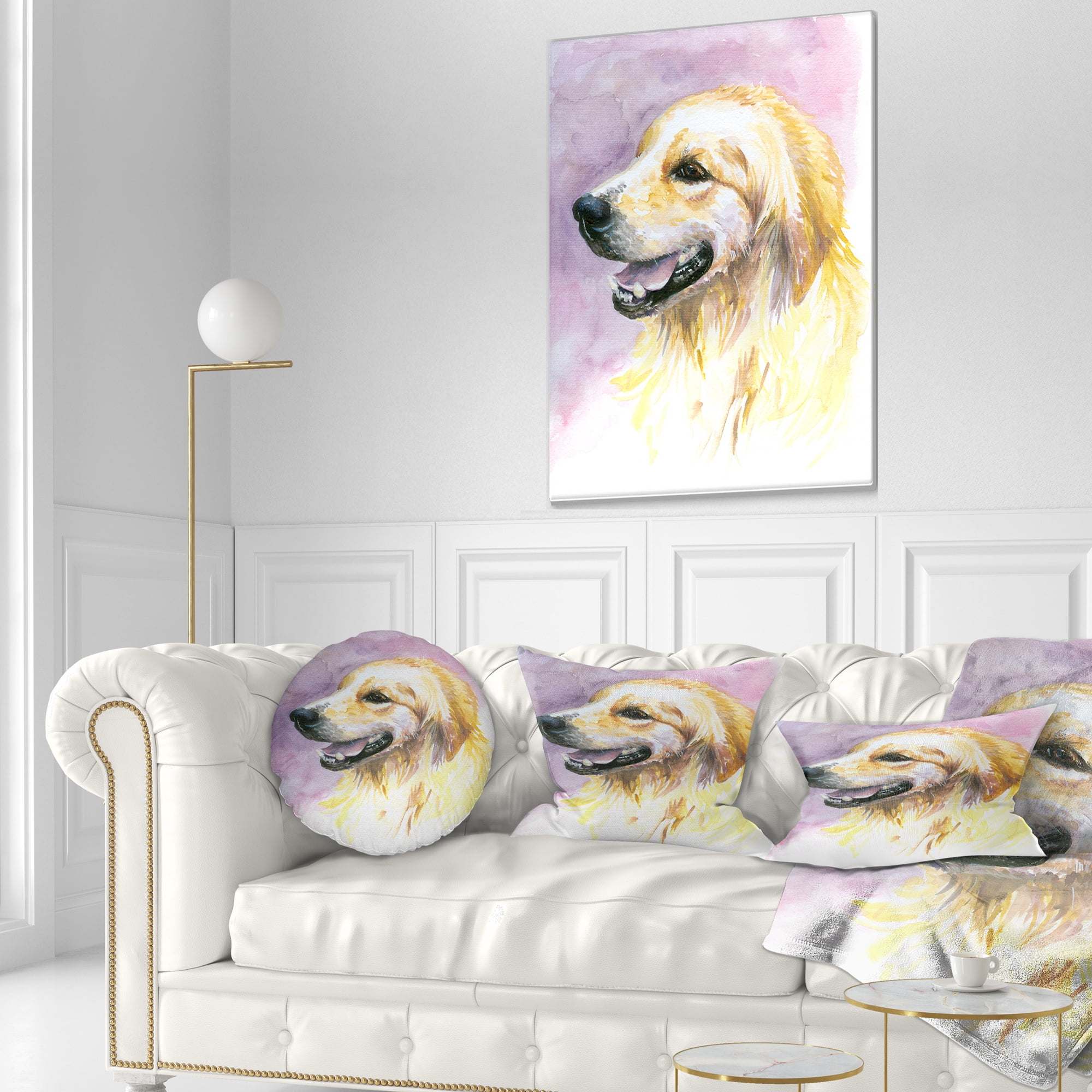 Designart Sweet Yellow God Watercolor - Abstract Throw Pillow - 12x20