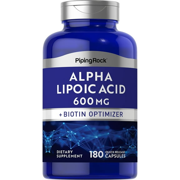 Alpha Lipoic Acid | 600 mg | 180 Capsules | With Biotin Optimizer | by Piping Rock