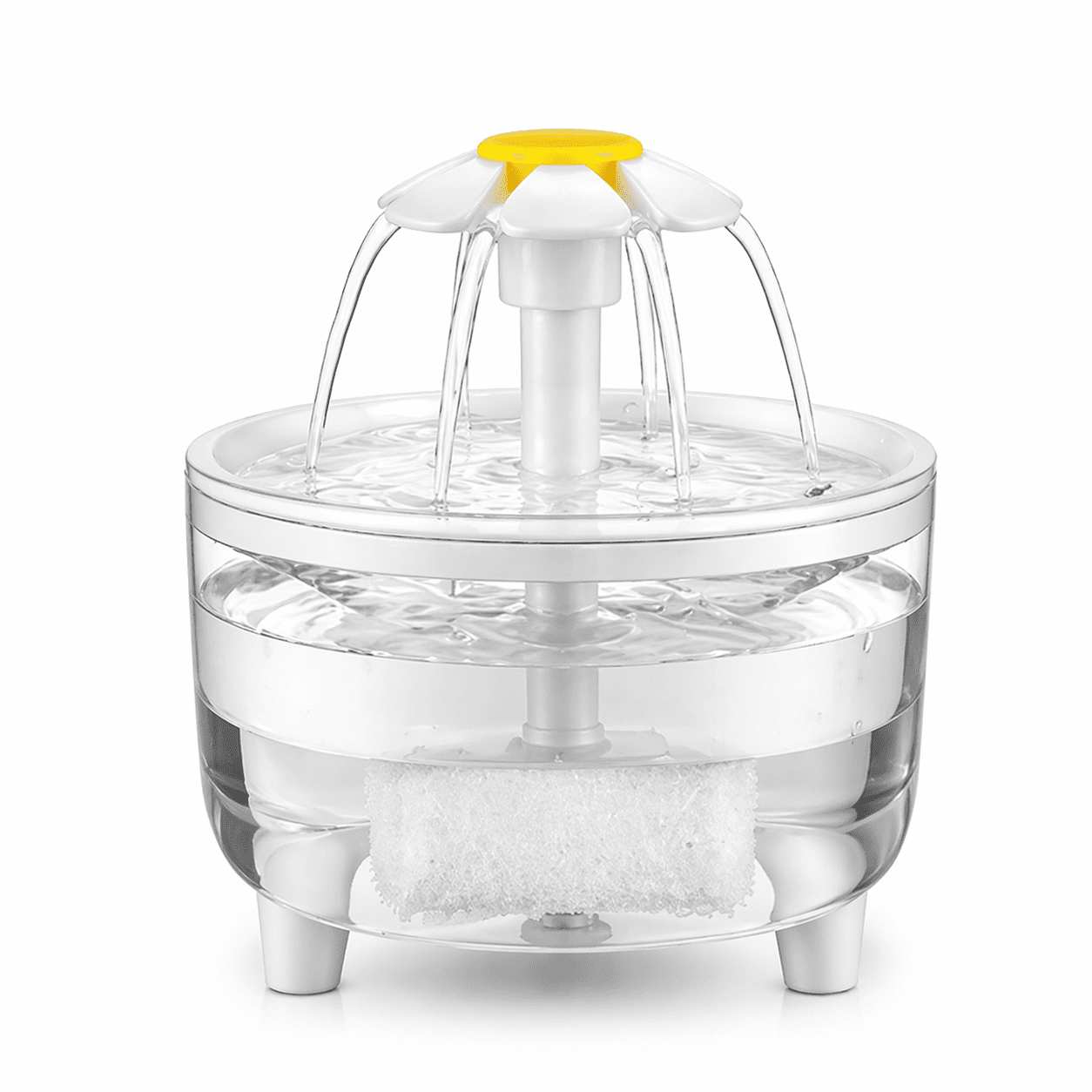 Automatic Pet Water Fountain, 2.5L Ultra-Quiet Flower Cat Water Dispenser with Triple-Filtration System, BPA-Free Fresh Flow Drinking Station for Cats and Small Dogs, White & Daisy