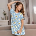 thumbnail image 3 of Pofeuu Daisies Flowers Print Women's Loose Fit Short Sleeve Nightgown, Comfortable Sleep Dress for Women, Casual Lounge Sleepwear, Soft Cotton Sleep Dress, 3 of 6