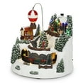 thumbnail image 6 of Alpine Corporation Animated Christmas Village Holiday Tabletop Decor with 17 Multicolor LED Lights, Train, and Hot Air Balloon, 11" L x 11" W x 11" H, 6 of 12