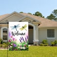 thumbnail image 2 of Amhnf Welcome Dragonfly And Flowers Garden Flag For Home Outdoor Garden Yard Decor 12x18 inch, 2 of 5