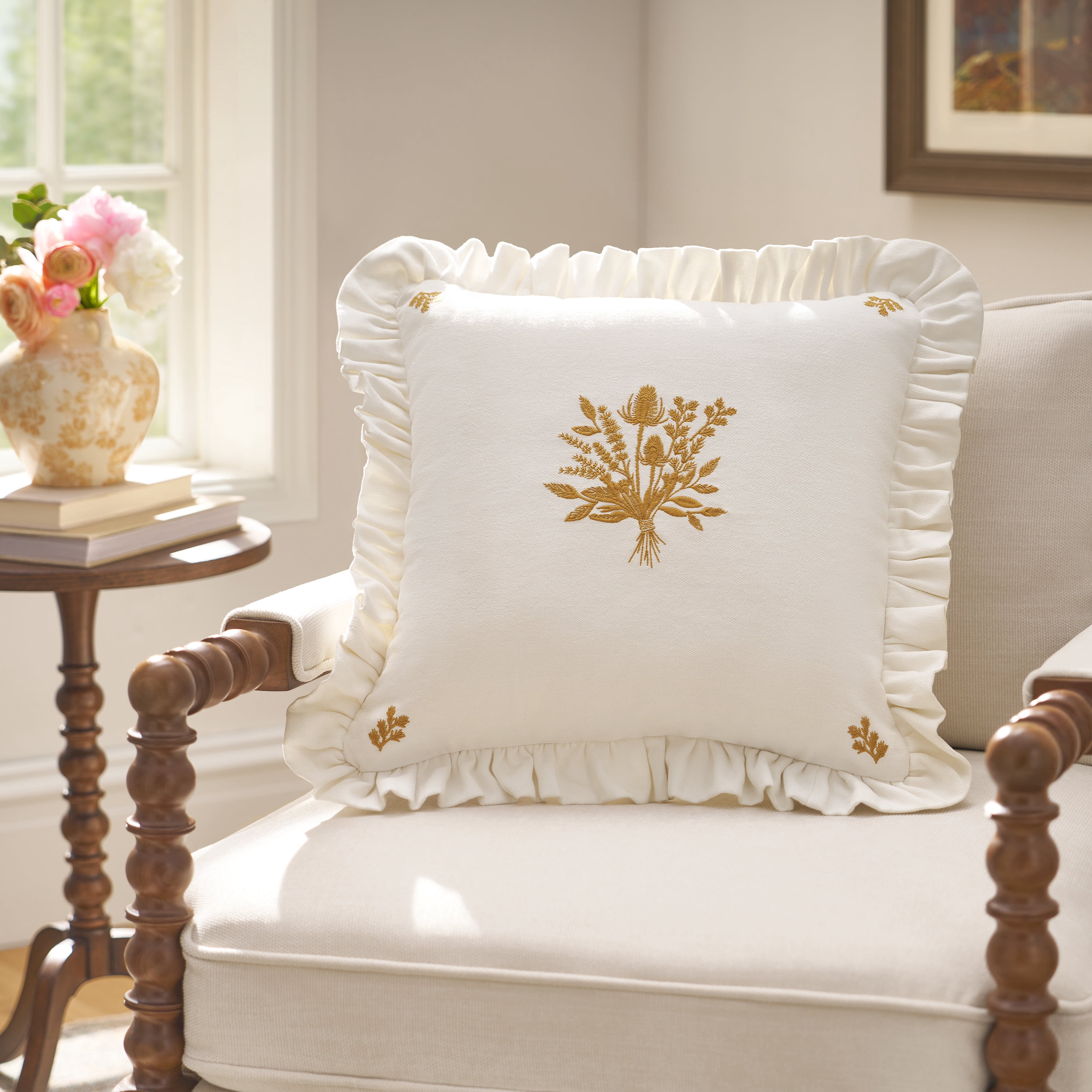 The Pioneer Woman White Denim Square Pillow