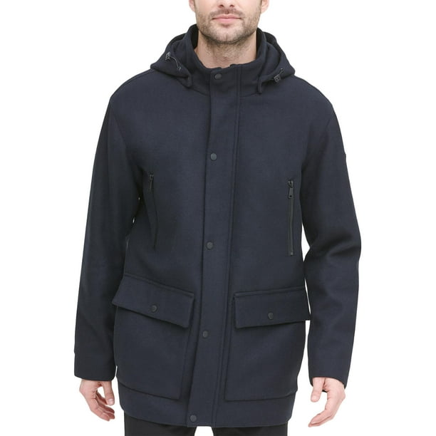 DKNY DKNY Mens Wool Blend Winter Coat Navy M