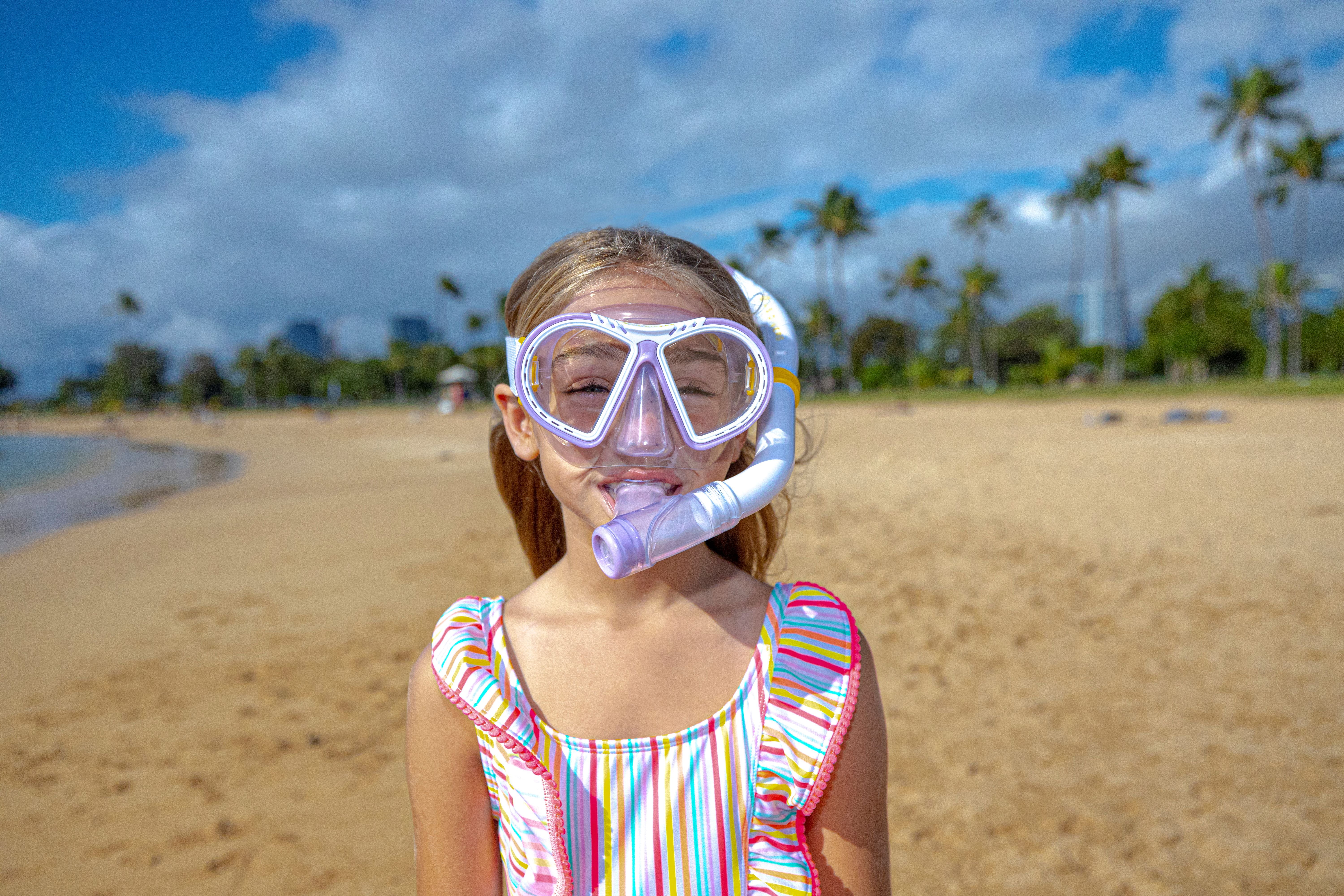 (2 pack) U.S. Divers Toucan Junior Snorkel Mask (White & Purple)